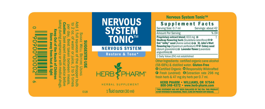 Herb Pharm® Nervous System Tonic™ - 1 oz - Christopher's Herb Shop