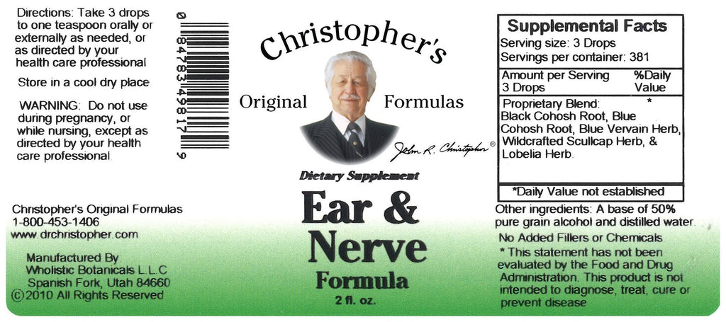 Ear & Nerve Formula - 2 oz. Alcohol Extract - Christopher's Herb Shop