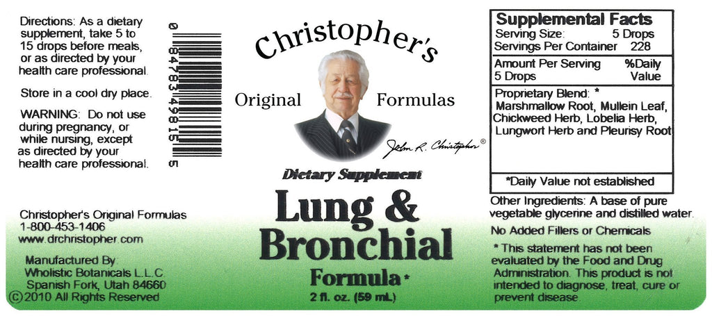 Lung & Bronchial Formula - 2 oz. Glycerine Extract - Christopher's Herb Shop